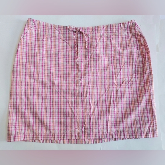 NWOT Vintage J.G. Hook Collection Pink Plaid Cotton Drawstring Skirt Size 16 - Picture 1 of 6